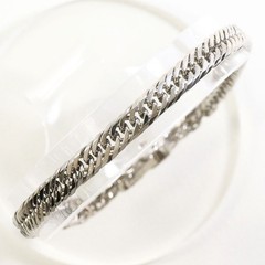 18K White gold Bracelet 18cm Curb Chain 8side triple 10.0g Free shipping Used