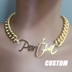 Custom Name 12mm Cuban Chain Extra Thick Jewelry Flashy Rose Gold Silver Gold