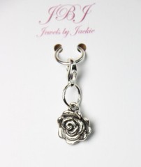 Rose Charms Clip On Lobster Claw Clasp, Side Slider Charms Flower