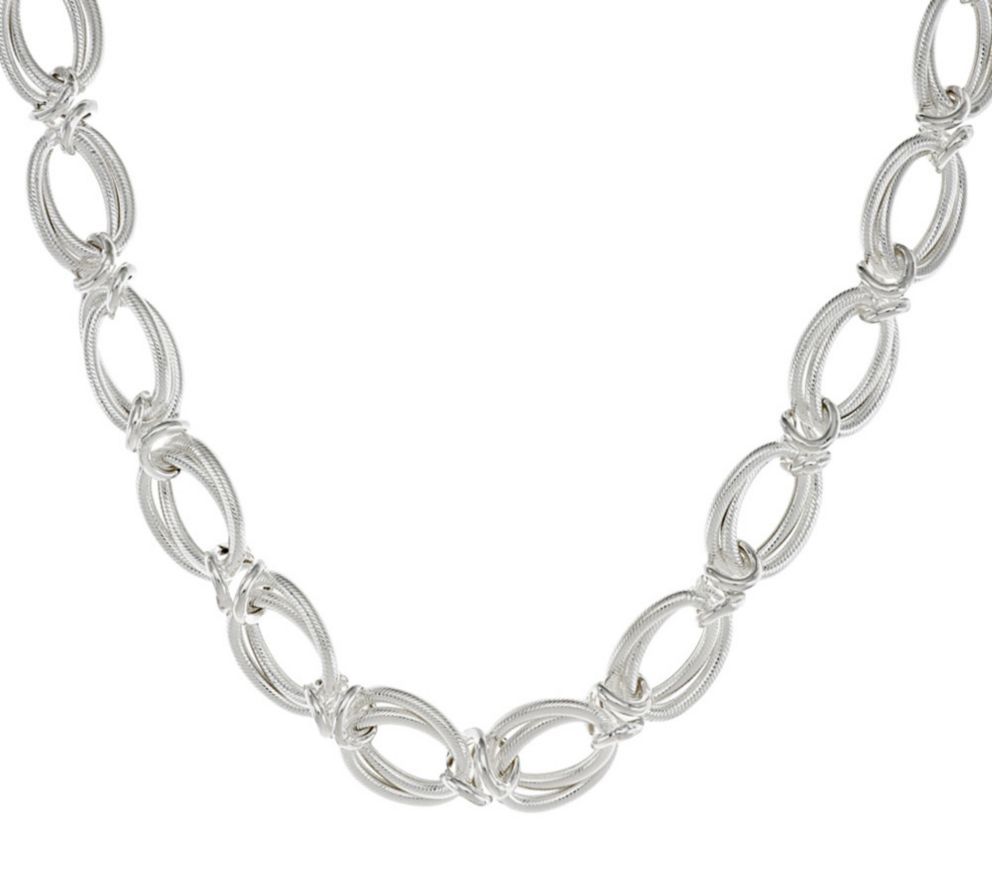 Hand-made Double Oval Link Chain Necklace Real Sterling Silver QVC J290034 51gr
