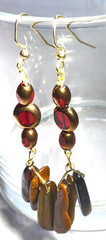 Prosperity stone Brown tigers eye red electroplate glass Dangle Drop gold
