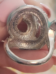 Turquoise Enamel and Pave Coiled Snake Ring Sz 8.25 EUC 1″ by 1.5″
