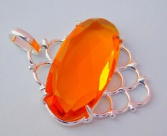 Hydro Citrine Quartz Fashion Pendant Silver Overlay Brass Fashion Oval Pendant