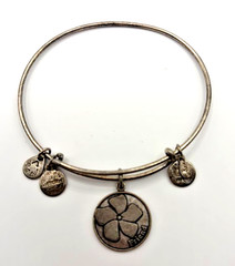 Alex and Ani 2013 Friend Charm Bangle Bracelet Silver Tone Flower Expandable