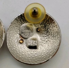 CHANEL Matelasse Coco Mark Earrings Round Silver Hardware Vintage Jewelry
