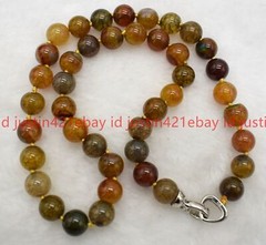 Natural 8/10mm Multicolor Round Gemstone Beads Necklace 18″ 925 Silver Clasp AAA