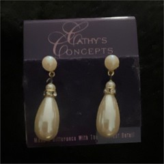 Cathy’s Concepts Ivory Simulated Pearl Teardrop Dangle/Drop Earrings