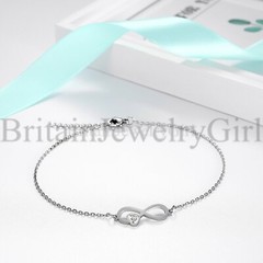 Womens Charm CZ Heart Infinity Stainless Steel Anklet Bracelet Mother’s Day Gift