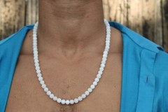 Nature Moonstone Smooth Round Gemstone Beads Handmade Men & Women Necklaces 18”