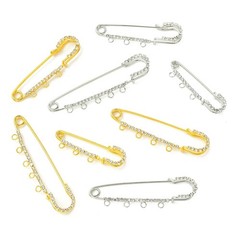8pcs Iron Brooch Rhinestone Safety Pins Finding Blank for Brooches Pins Making