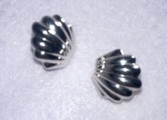 Vintage Monet Shell Stud Earrings Silver Tone