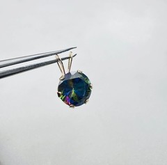 Solid 10K Yellow Gold 1.03ct (6.5mm) Round-cut Faux Mystic Topaz Pendant