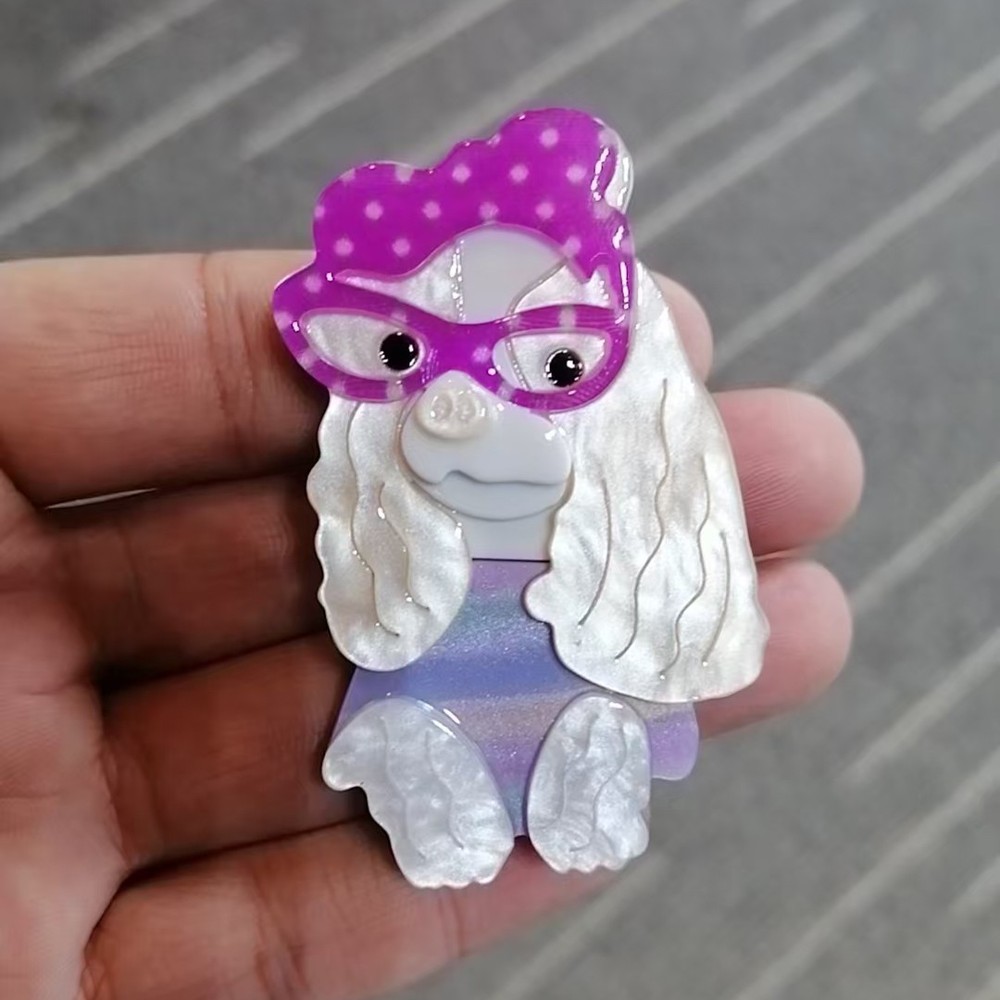 Acrylic puppy brooch