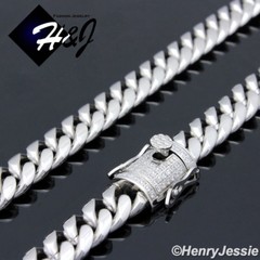 18″-40″MEN Stainless Steel 7mm Silver Icy Bling CZ Miami Cuban Curb Necklace*158
