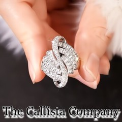 1.7K+ Sold LAB-CREATED 4.4CTTW RD & BAGUETTE CUT CLEAR 3A+ CZ SILVER RG SZ 6-9 ✓