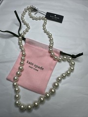 NWT Kate Spade Please Cream/silver Graduated Pearl Necklace Adjustable Clasp