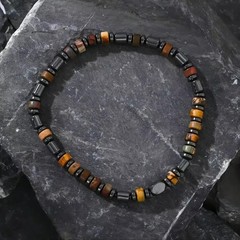 Tiger Eye Hematite Beads Healing Protection Strength Gemstone Men’s Bracelet New