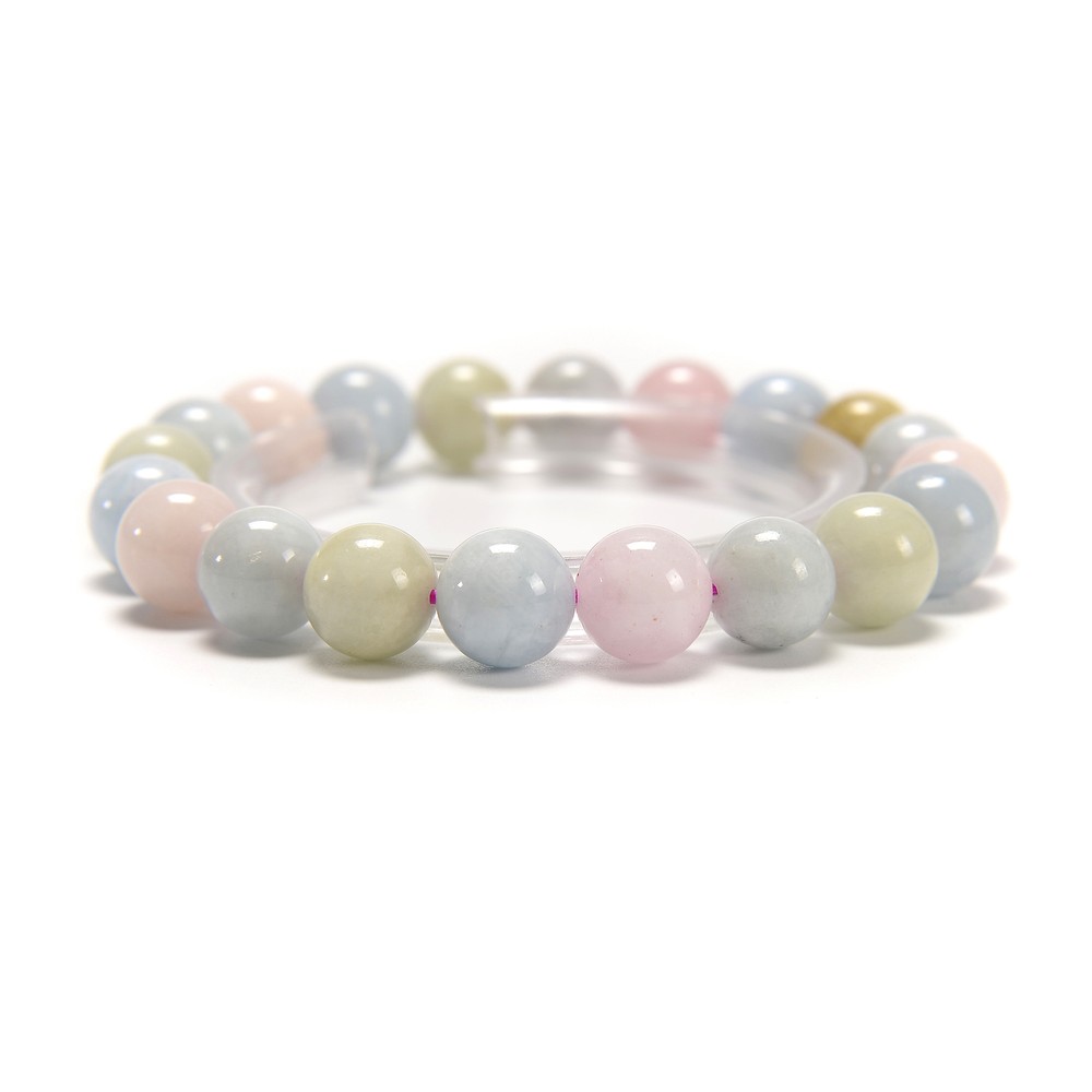 Natural Morganite Smooth Round Beaded Bracelet Size 8mm 10mm 7.5” Length