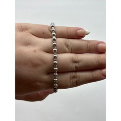 Premiere Designs Silver Tone Beaded Bracelet Polished Round Bead Strand 7 Inch