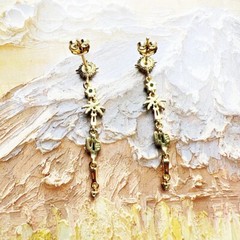 Sun Palm Tree 925 Silver Multi Color Gem Dangle Drop Tassel Stud Earrings
