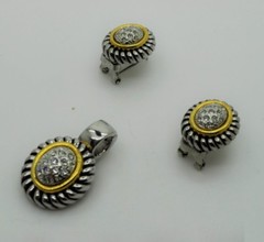 unique designer style circle shape fashion jewelry pendant & earrings set #b42