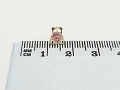 Clearance 10k Yellow Gold Pink CZ Round Teddy Bear Girls Women All Ages Earring