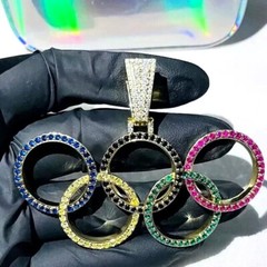 Round Cut Simulated Diamond Stunning Fancy Charm Pendant 14K Yellow Gold Plated