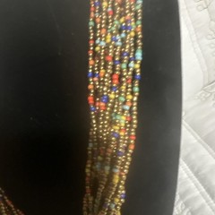 Multi-Strand Multicolor Seed Bead Statement Necklace Round Disc Pendant Boho