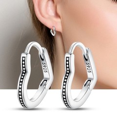 PANDACH 925 Sterling Silver Tiny Heart Shaped Hoop Earrings For Women Jewelry