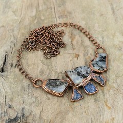 Rainbow Moonstone Rough Electroformed Chain Adjustable Necklace Copper 18.0″