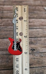 Red & Black Electric Guitar Dangle Earrings -Punk Rock Novelty Fashion Jewelry
