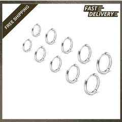 Stainless Steel Hoop Earrings Set for Women Men Mini Huggie Piercing Jewelry