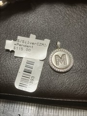 925 Sterling Silver Initial M Pendant With Cubic Zirconia 1.8 Grams CI 925 CN