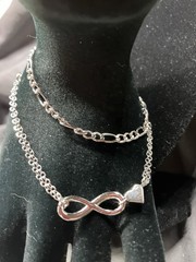 Womens 2 piece 316 stainless steel figaro & Infinity bracelet set