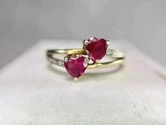 2Ct Heart Cut Simulated Ruby Valentine Women’s Heart Ring 14k Yellow Gold Plated