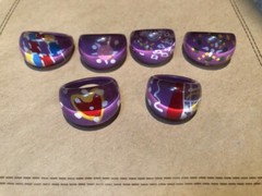 Coloured Dome Lucite Plastic Resin Ring with Different Designs – Retro 80’s NEW