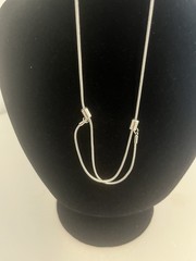 Silver Tone Round Circle Charm Pendant Necklace Adjustable 18in Snake Chain