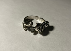 Cat Ring Metallic Silver Adjustable Women Men Unisex