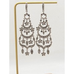Stunning Rhinestone Chandelier Statement Earrings – Silver Tone