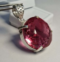 Round Cut Pendant Lab-Created 87.90 Ct Certified Pink Topaz Loose Gemstone SB918