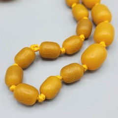 VTG Large Amber Butterscotch Faturan Composite Bakelite Bead Necklace 32″ 108.8g