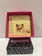Betsey Johnson Curved Yellow Pencil & Pink Eraser Wrap Ring Size 7.5 NWT & Box