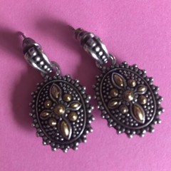 Drop Dangle Earrings Gold & Silver Metal Post & Screw Backing for Pierced Ears