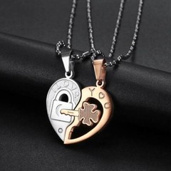 Couple Necklace Set Matching Love Heart Pendant I Love You His & Hers Necklaces