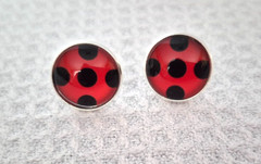 Red Ladybug Cosplay 15mm Resin Post Earrings for Women NEW