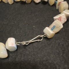 White Chunky Bone/Shell Chip Necklace Beachy 30”