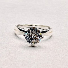 2.20 ct certified treated white diamond ring in 925 silver