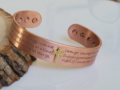 Cross Prayers Pure Copper Magnetic Bracelet Arthritis Pain Therapy Energy Cuff