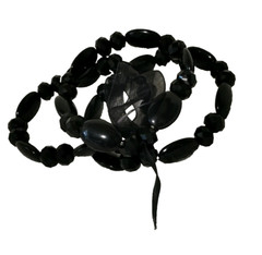 THREE BRACELETS VICTORIAN REVIVAL GOTHIC BLACK GLASS BEADED -STEAMPUNK NEO GOTH