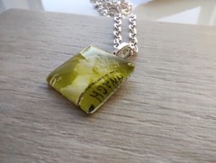 Handmade Authentic Postmarked Queen Elizabeth Postage Stamp Glass Tile Necklace